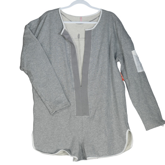 New Free People Movement Romper Size L Gray 1 Piece Take the Plunge NWT $128 - Picture 1 of 14